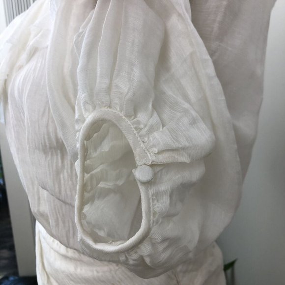 Aje Elvire Silk White Mini Dress Size 8 One Shoulder Ruffle Short Formal Party - Picture 6 of 10